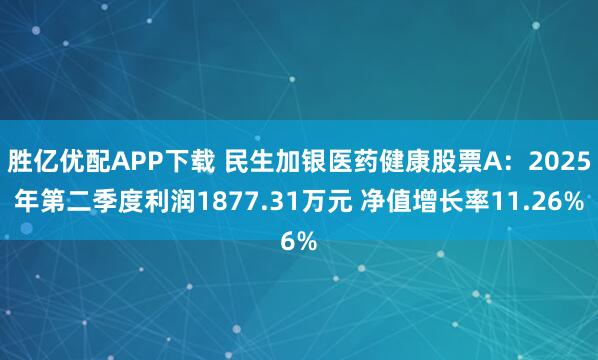 胜亿优配APP下载 民生加银医药健康股票A：2025年第二季度利润1877.31万元 净值增长率11.26%