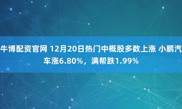 牛博配资官网 12月20日热门中概股多数上涨 小鹏汽车涨6.80%，满帮跌1.99%